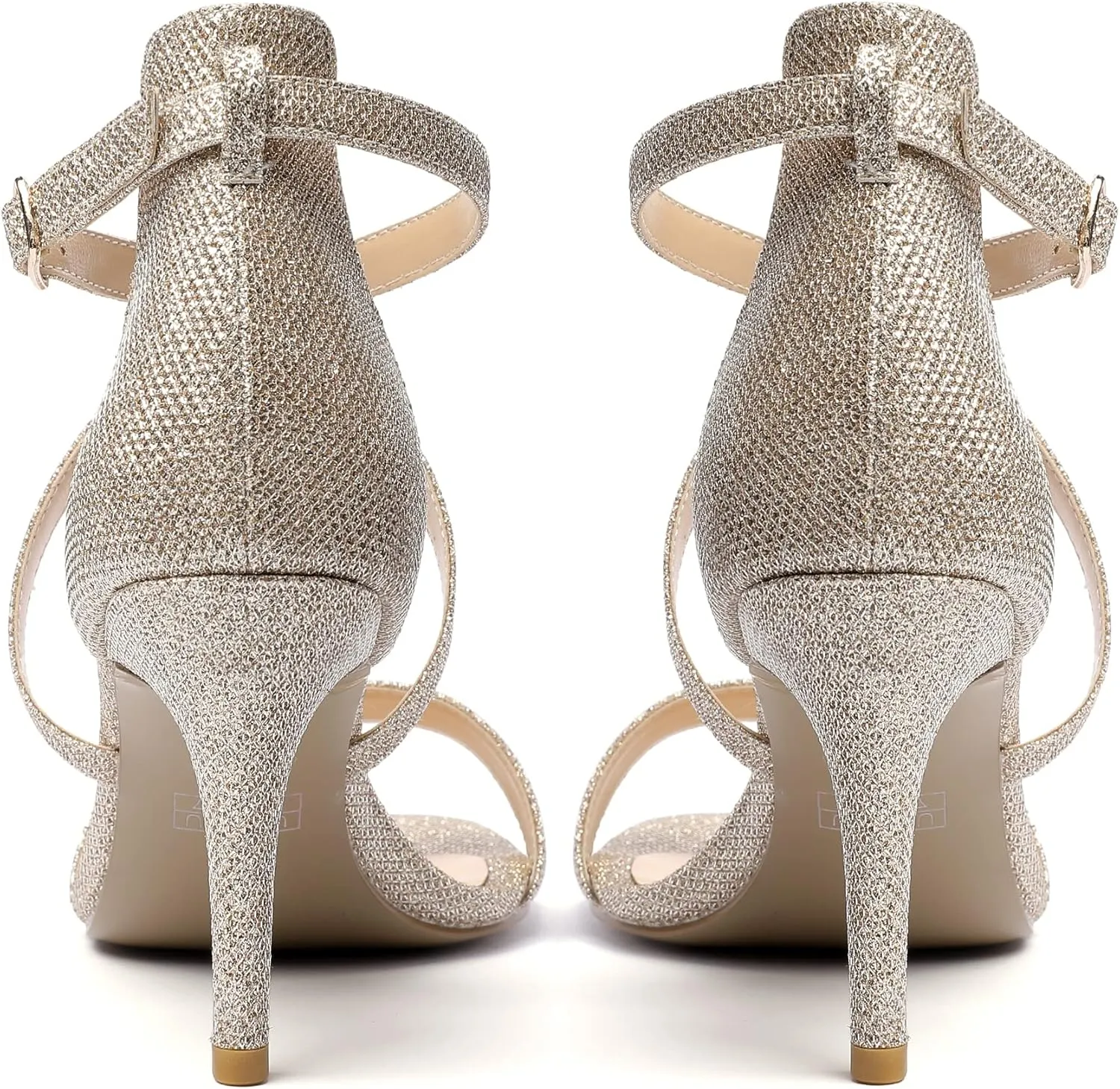Soireelady Women's Heeled Sandals Open Toe Crisscross Ankle Strip 3.4 Inch Patent Geliter Wedding Dressy Shoes