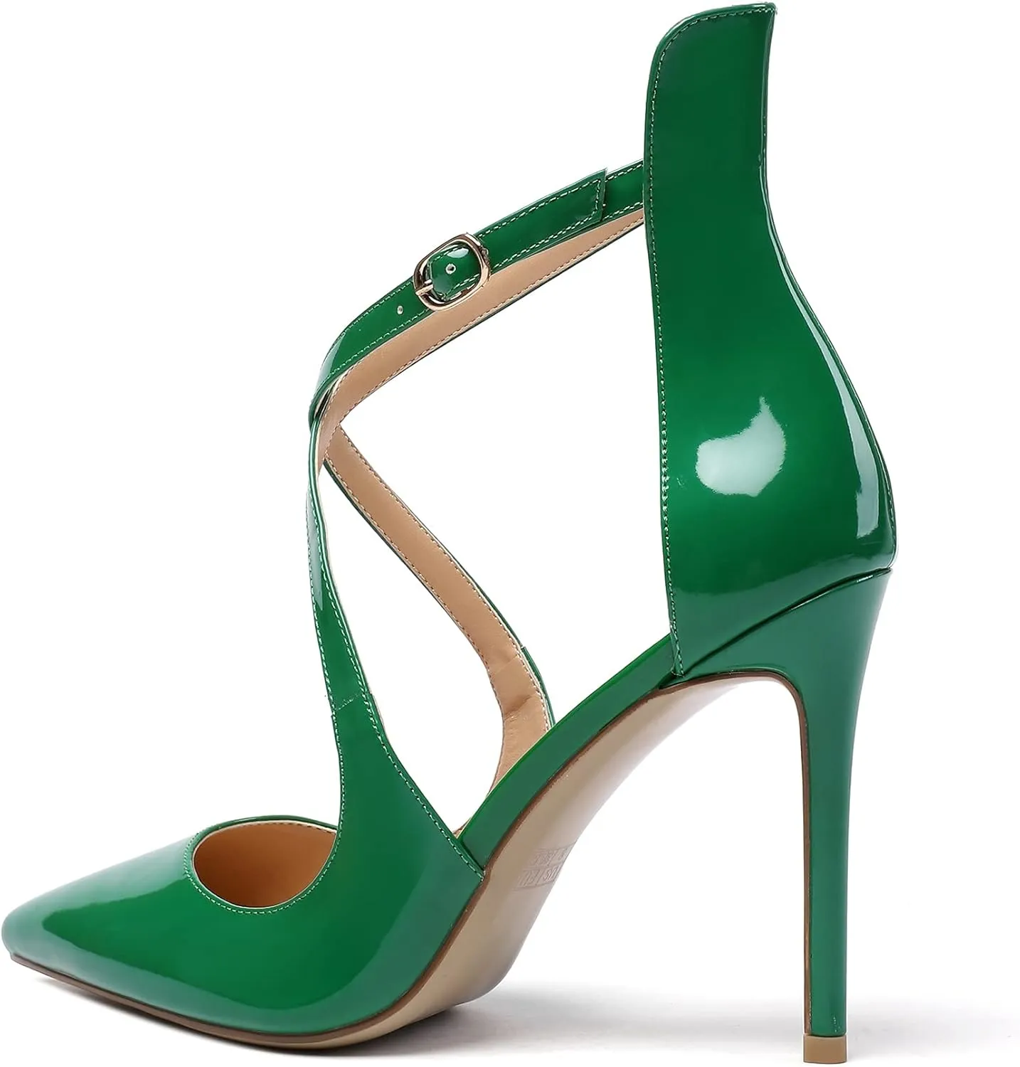 Soireelady Women's High Heel Pumps Ankel Strip Point Toe Crossed Strap Stilettos Party Dress Shoes