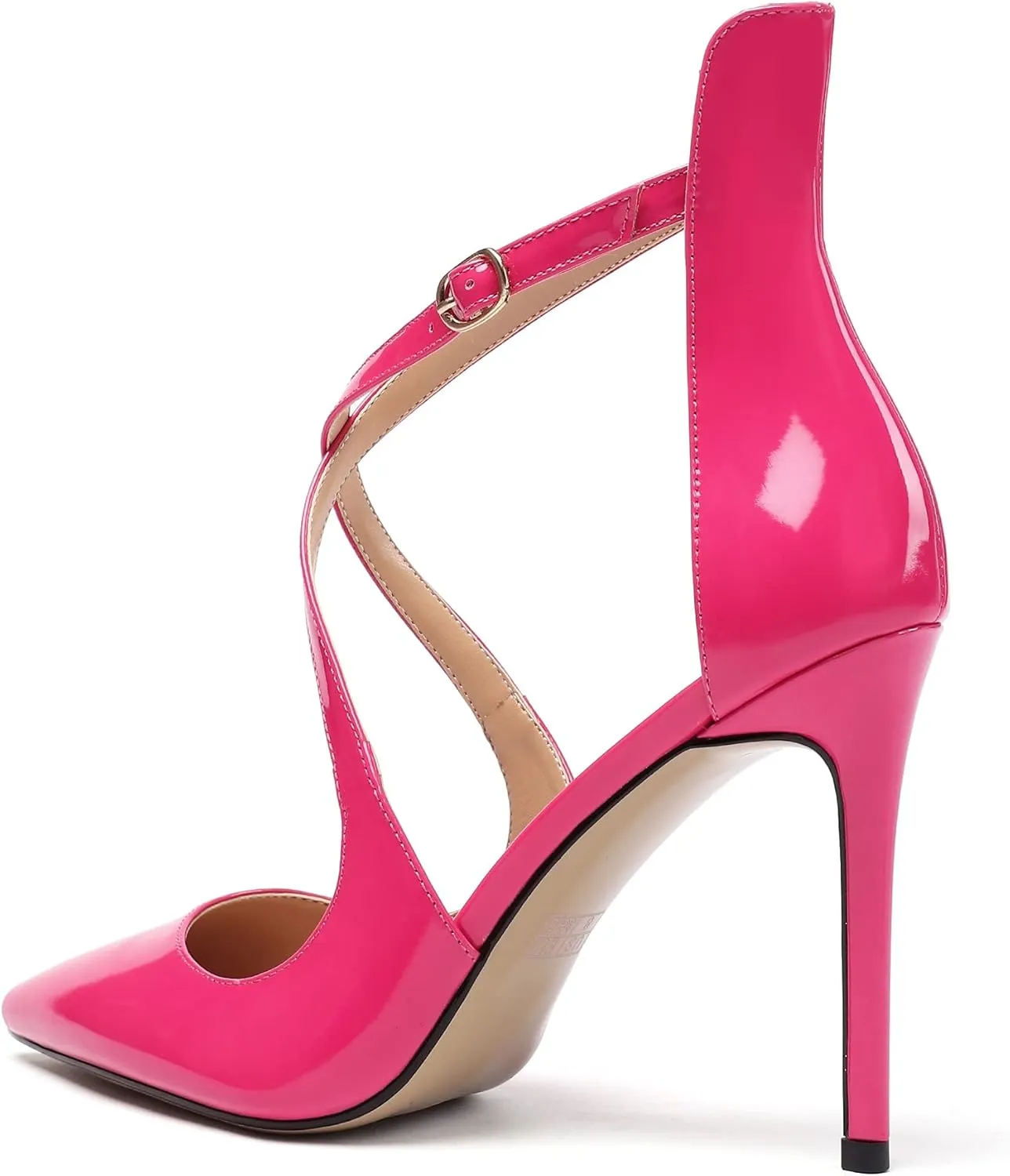 Soireelady Women's High Heel Pumps Ankel Strip Point Toe Crossed Strap Stilettos Party Dress Shoes