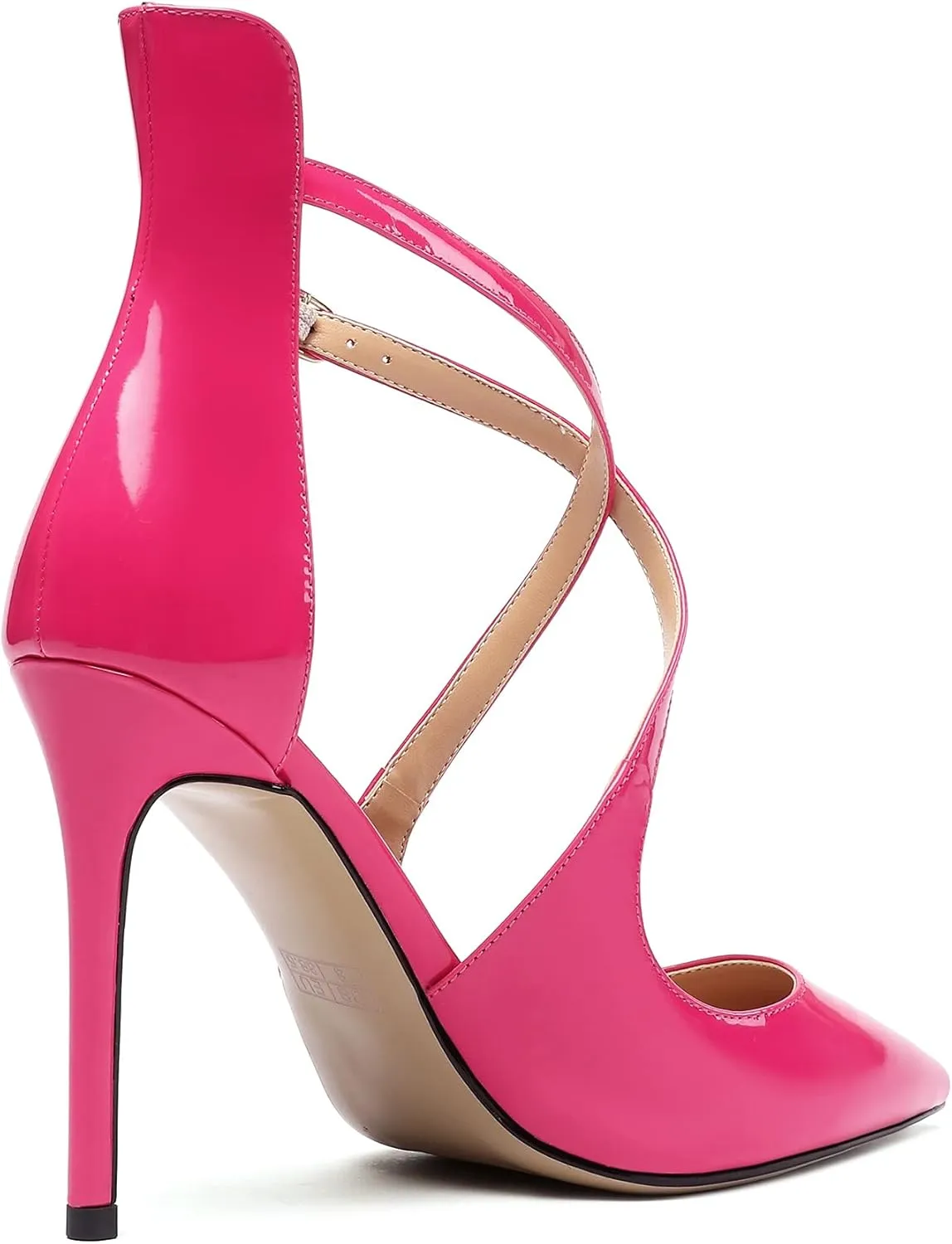 Soireelady Women's High Heel Pumps Ankel Strip Point Toe Crossed Strap Stilettos Party Dress Shoes