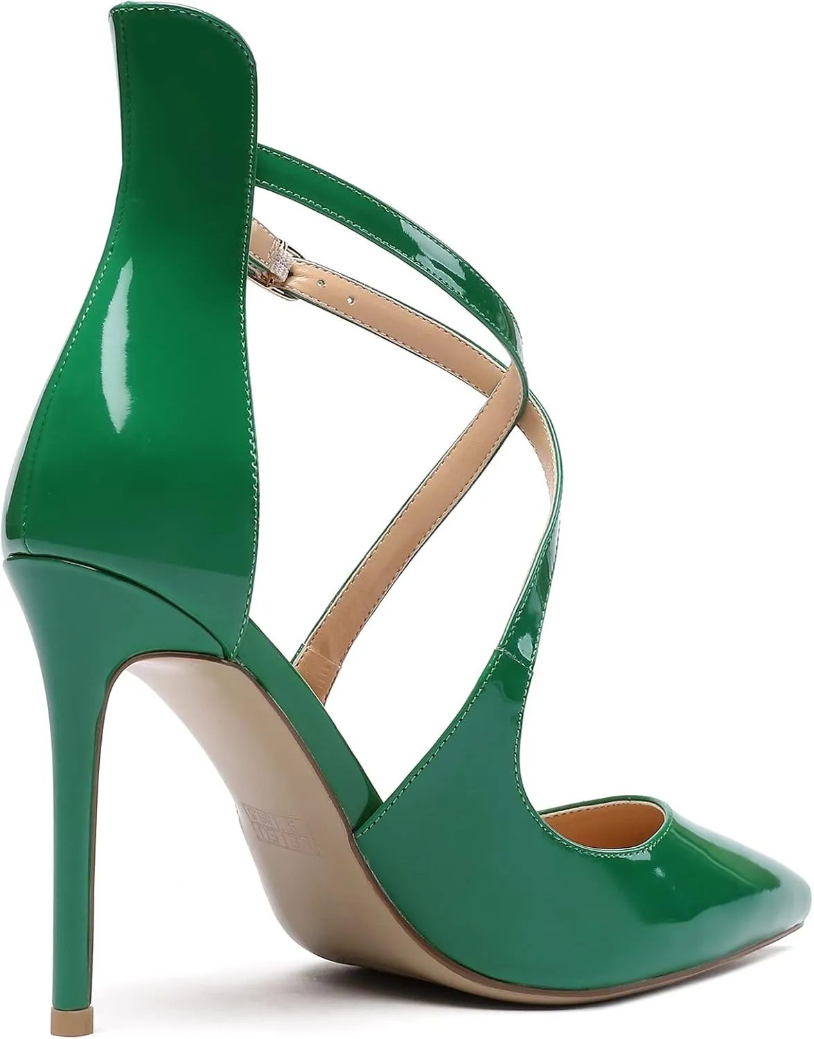 Soireelady Women's High Heel Pumps Ankel Strip Point Toe Crossed Strap Stilettos Party Dress Shoes