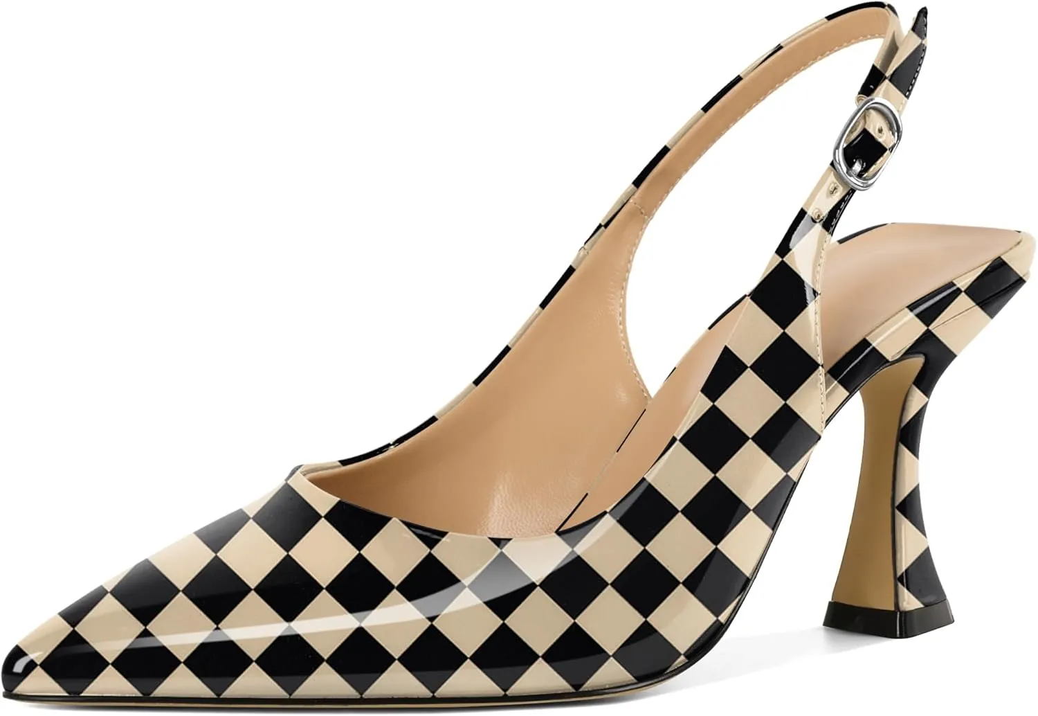 Soireelady Women's Slingback Heels Pointed Toe High Heel Stiletto Heels Fashion Dress Shoes 3.5 Inch