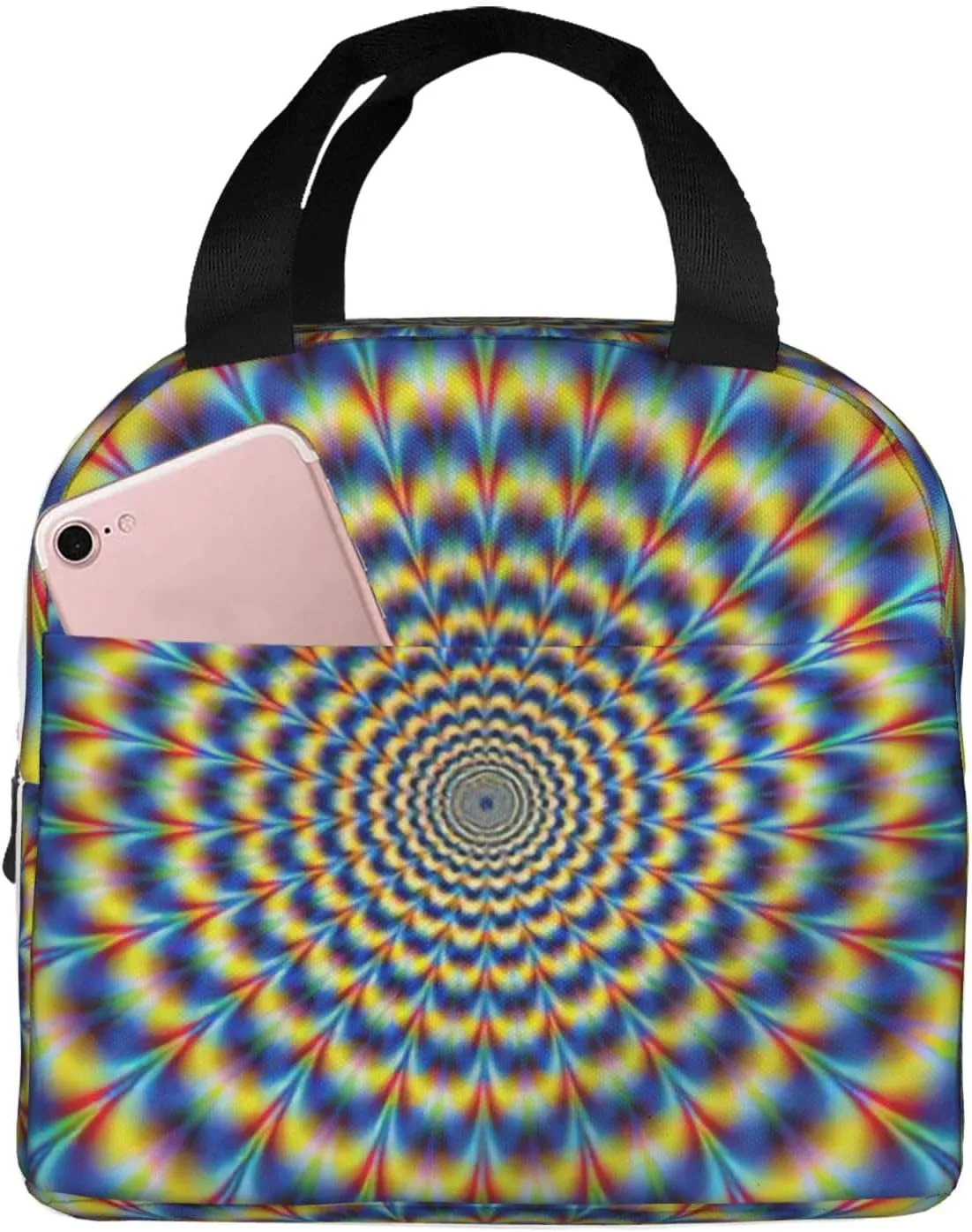 Spiral Optical Illusion Gif Print Stylish Leakproof Lunch Tote, Portable Handbag - Work, Beach, Picnics,Outdoors