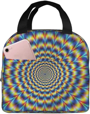 Spiral Optical Illusion Gif Print Stylish Leakproof Lunch Tote, Portable Handbag - Work, Beach, Picnics,Outdoors
