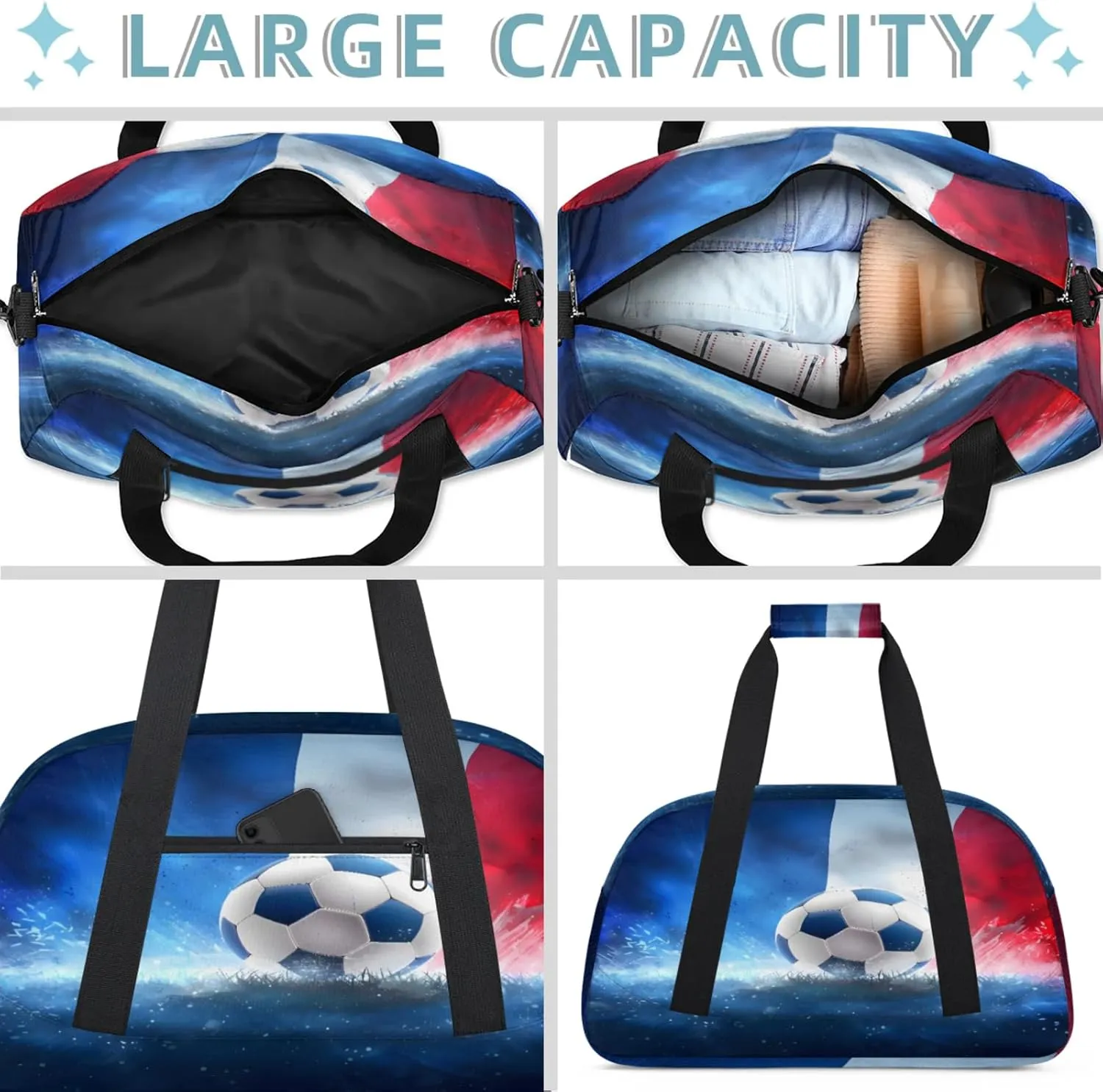 Sport Ball Soccer Small Gym Bag 18 inch Carry On Duffel Bag for Weekender Travel Sports Workout Yoga Gymnastics Dance Ballet