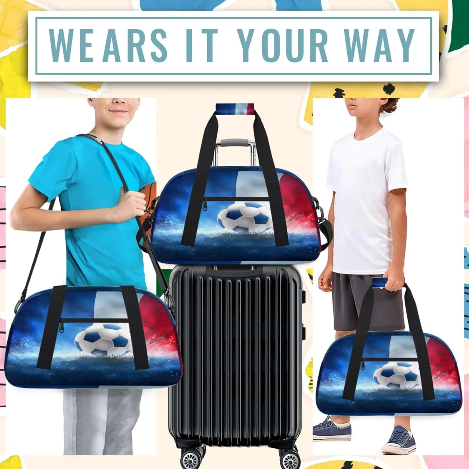 Sport Ball Soccer Small Gym Bag 18 inch Carry On Duffel Bag for Weekender Travel Sports Workout Yoga Gymnastics Dance Ballet