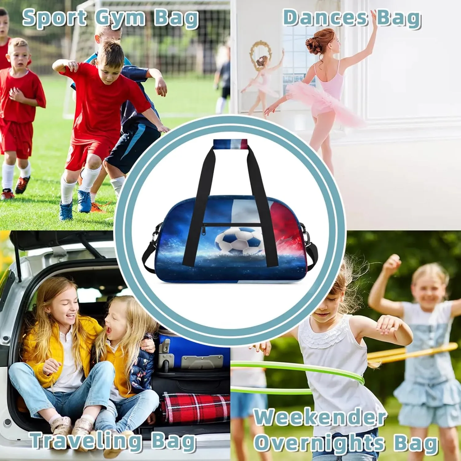 Sport Ball Soccer Small Gym Bag 18 inch Carry On Duffel Bag for Weekender Travel Sports Workout Yoga Gymnastics Dance Ballet
