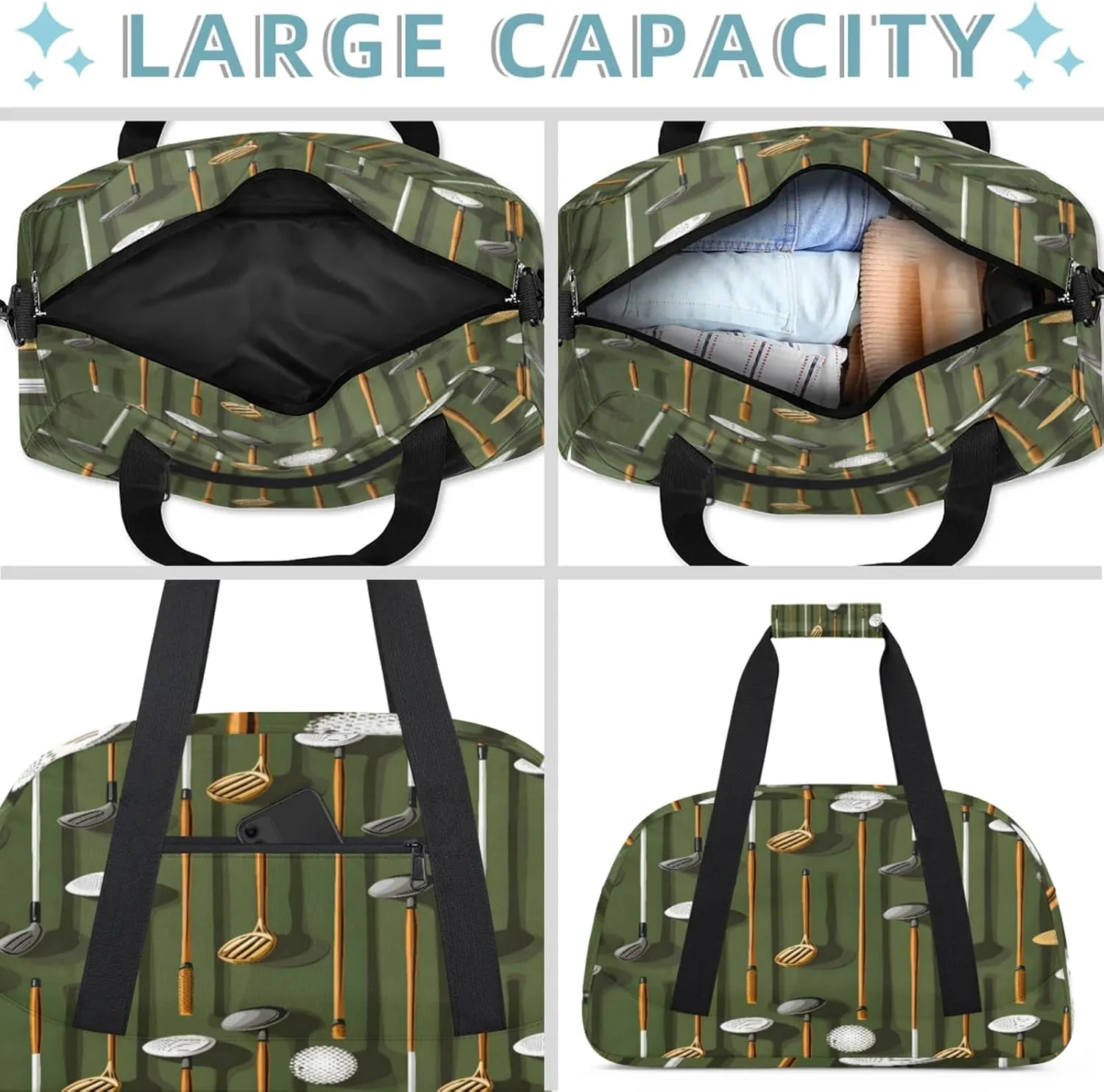 Sport Golf Ball Small Gym Bag 18 inch Carry On Duffel Bag for Weekender Travel Sports Workout Yoga Gymnastics Dance Ballet