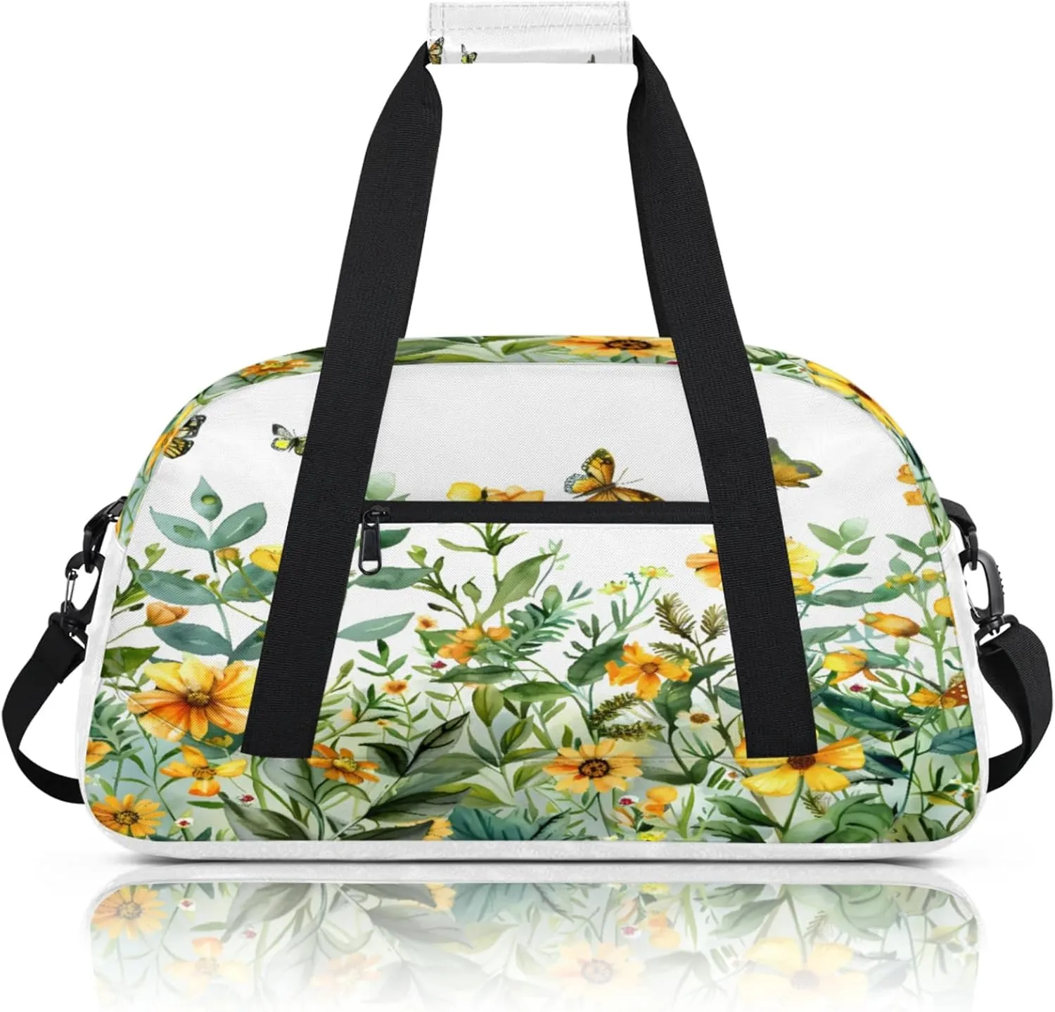 Spring Summer Wild Flowers Small Gym Bag 18 inch Carry On Duffel Bag for Weekender Travel Sports Workout Yoga Gymnastics Dance Ballet