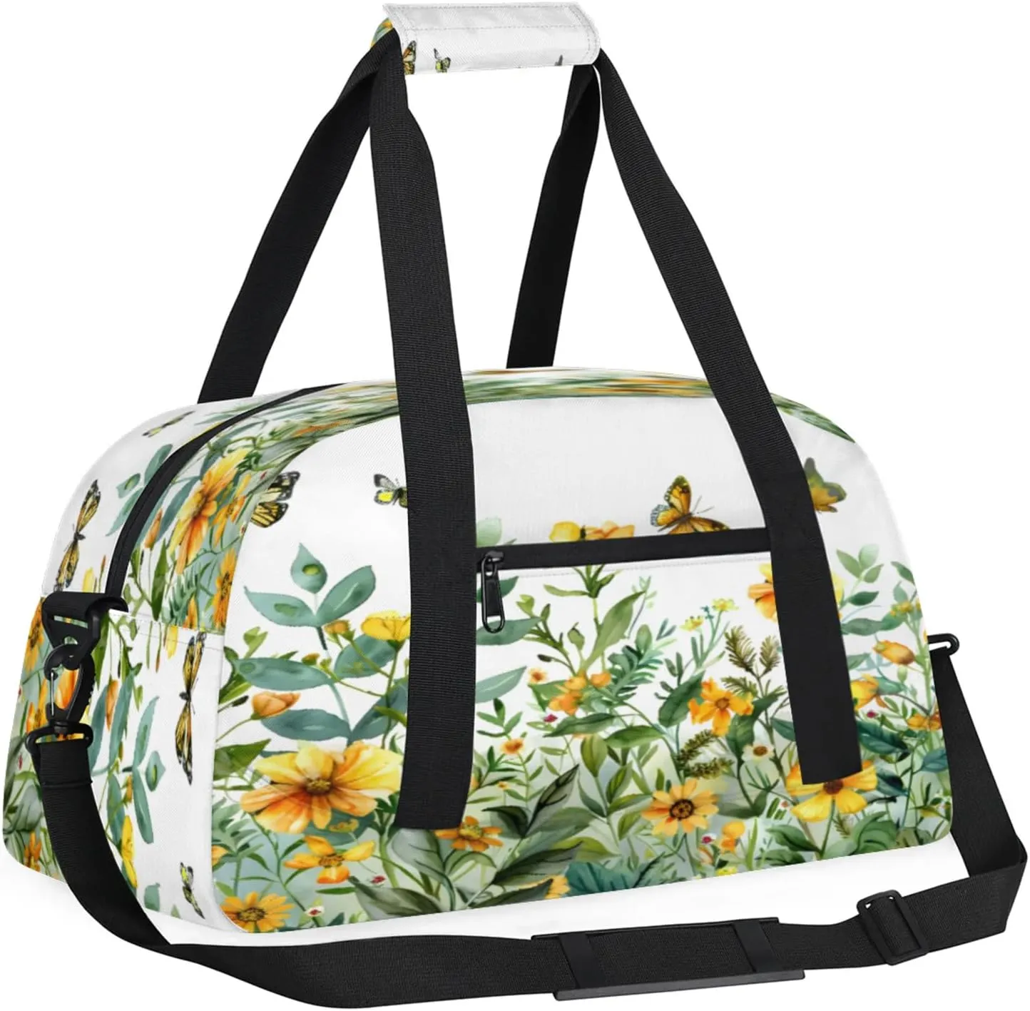 Spring Summer Wild Flowers Small Gym Bag 18 inch Carry On Duffel Bag for Weekender Travel Sports Workout Yoga Gymnastics Dance Ballet