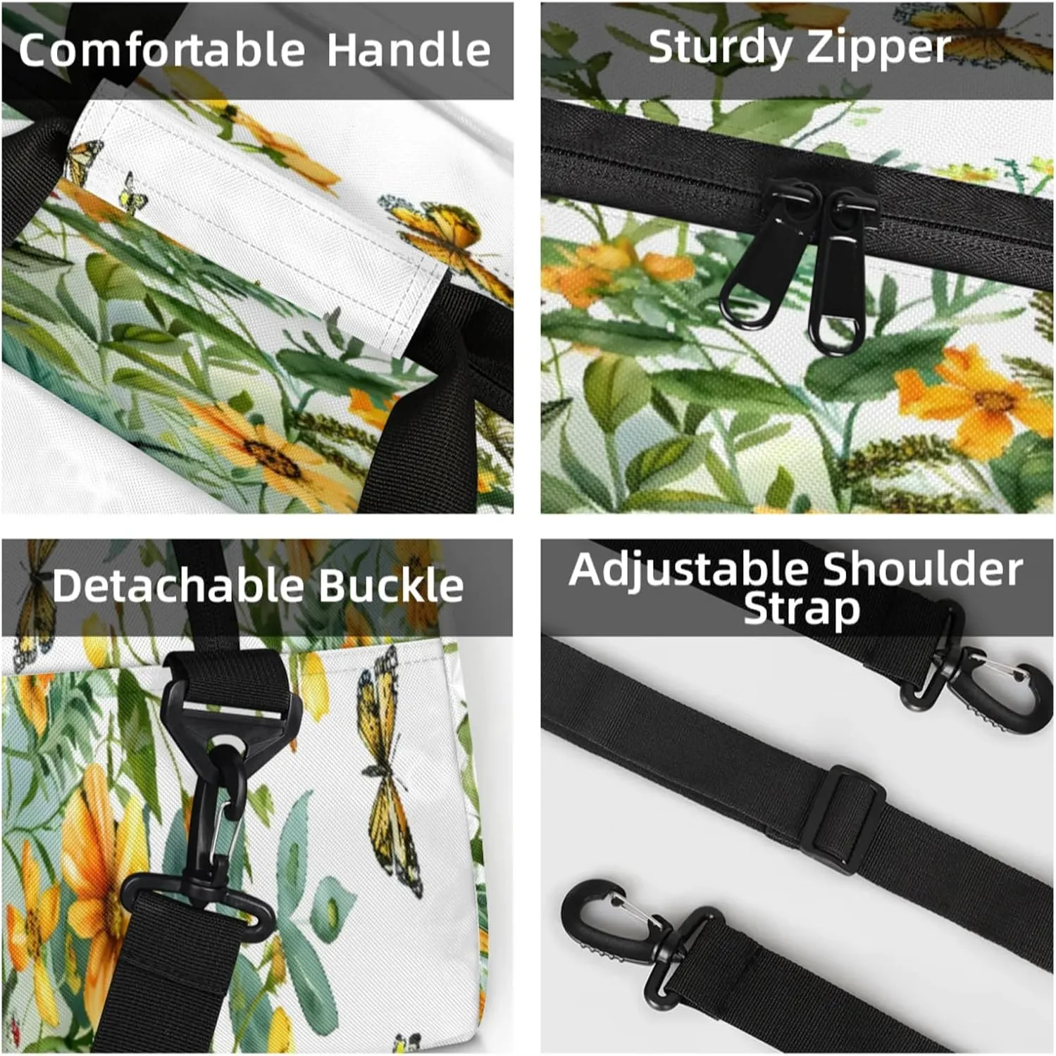 Spring Summer Wild Flowers Small Gym Bag 18 inch Carry On Duffel Bag for Weekender Travel Sports Workout Yoga Gymnastics Dance Ballet