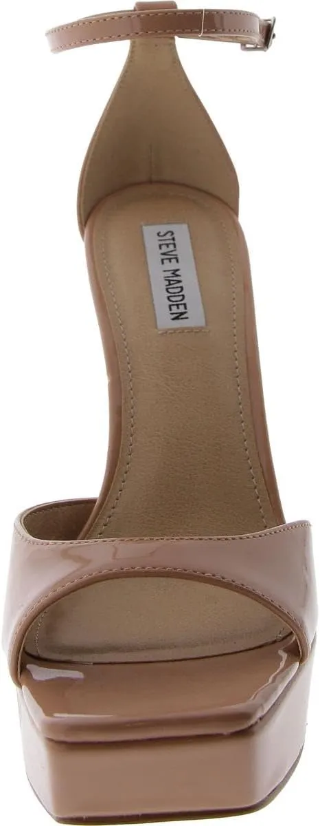 Steve Madden Womens Scorch Patent Ankle Strap Platform Heels