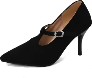 Stiletto Heel Pointed Toe Women Work Shoes Ankle Strap
