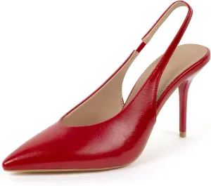 Stiletto Slingback High Heels Pointed Toe Slip On Sandals Stretch Strap Closed Toe Kitten Heels Pumps for Office Wedding Size 6-10