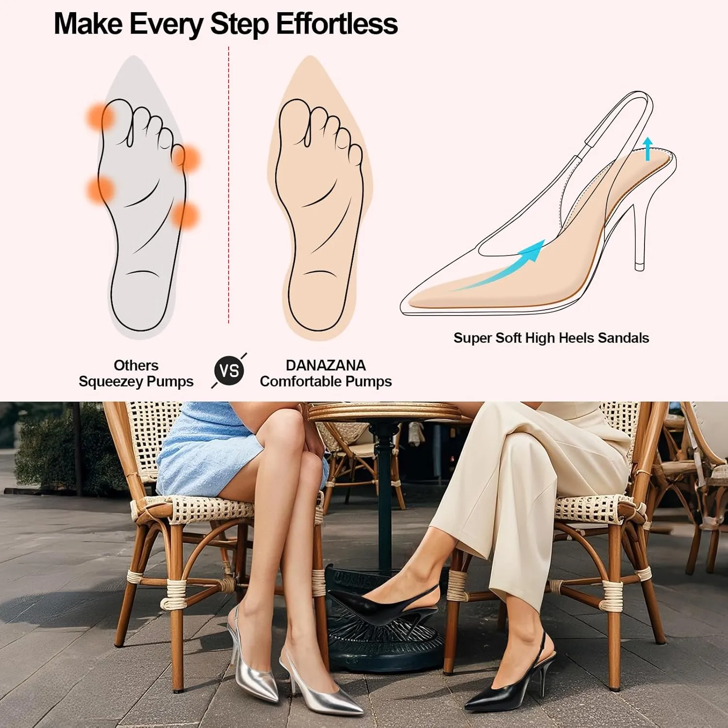Stiletto Slingback High Heels Pointed Toe Slip On Sandals Stretch Strap Closed Toe Kitten Heels Pumps for Office Wedding Size 6-10