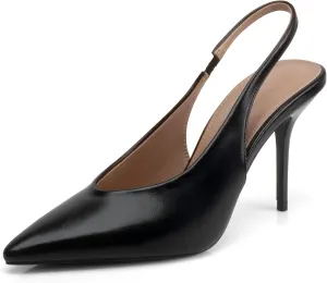 Stiletto Slingback High Heels Pointed Toe Slip On Sandals Stretch Strap Closed Toe Kitten Heels Pumps for Office Wedding Size 6-10