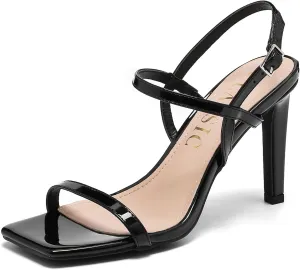 Stilettos High Heel Sandals For Women, Square Open Toe Slingback Pumps, Adjustable Strappy Wedding Dressy Heeled, Ankle Strap Party Sexy Bridal Shoes