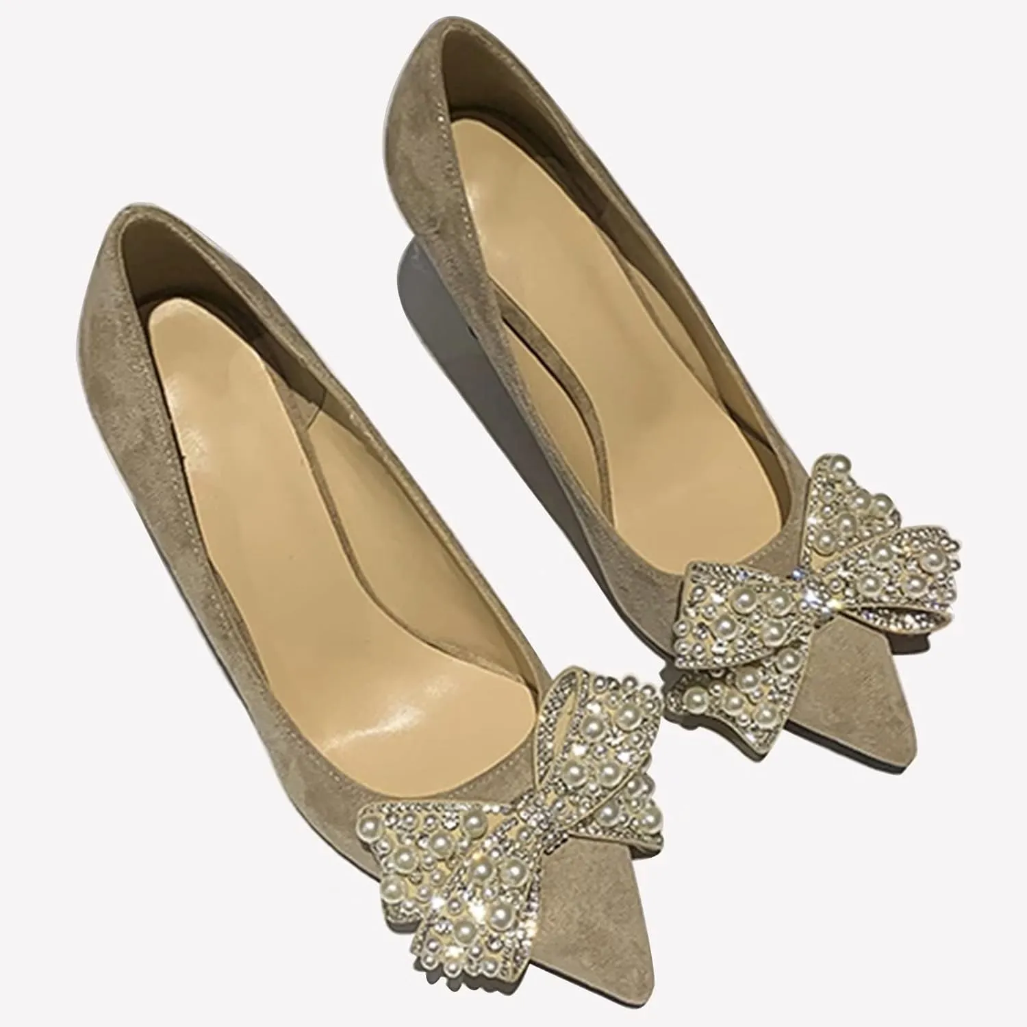 Stunner Women's Closed Pointed Toe Pumps Stiletto High Heels Wedding Party Dress Heeled Shoes with Bowknot