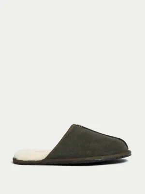 Suede mule slippers