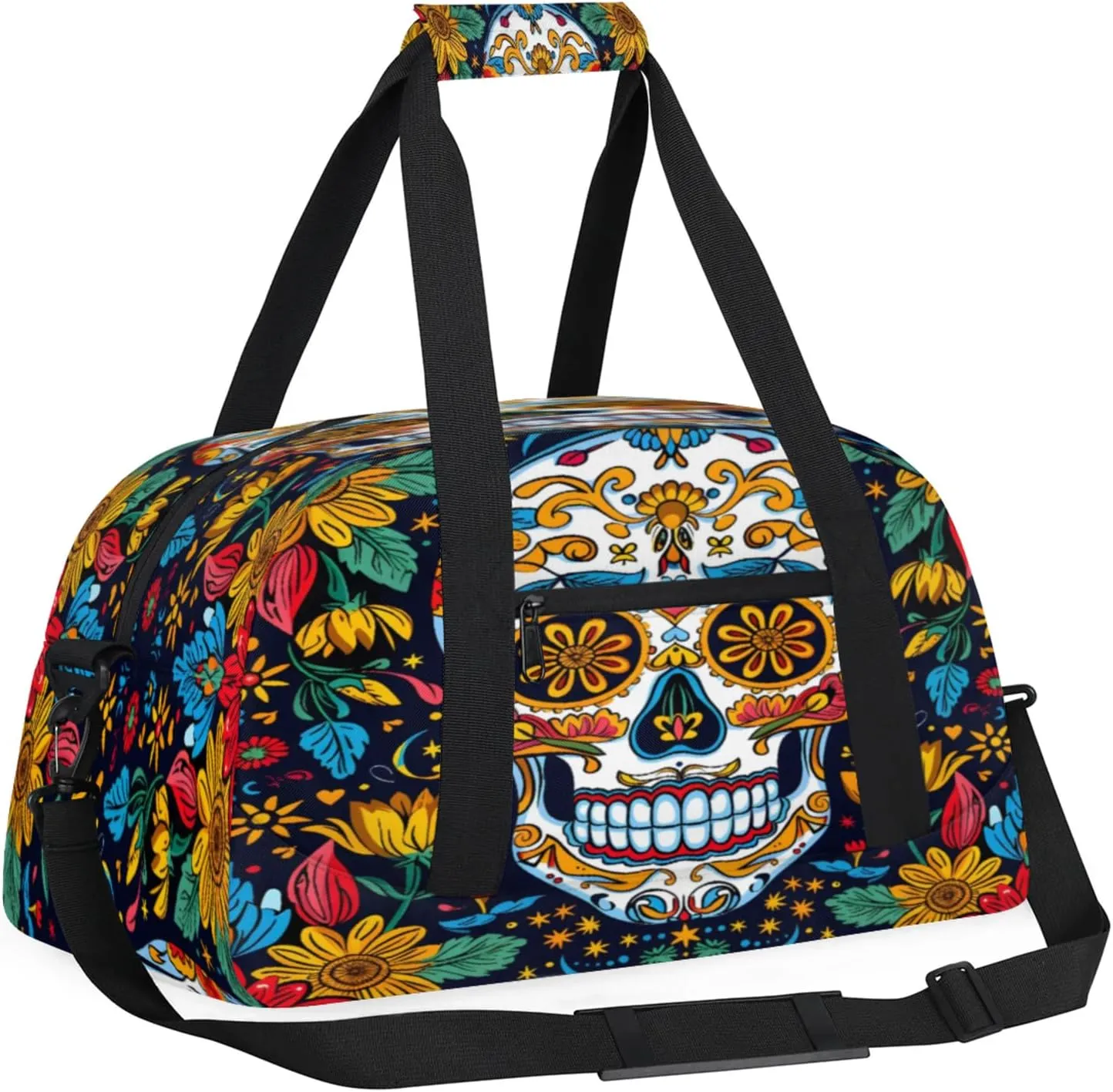 Sugar Skull Gothic Halloween Small Gym Bag 18 inch Carry On Duffel Bag for Weekender Travel Sports Workout Yoga Gymnastics Dance Ballet