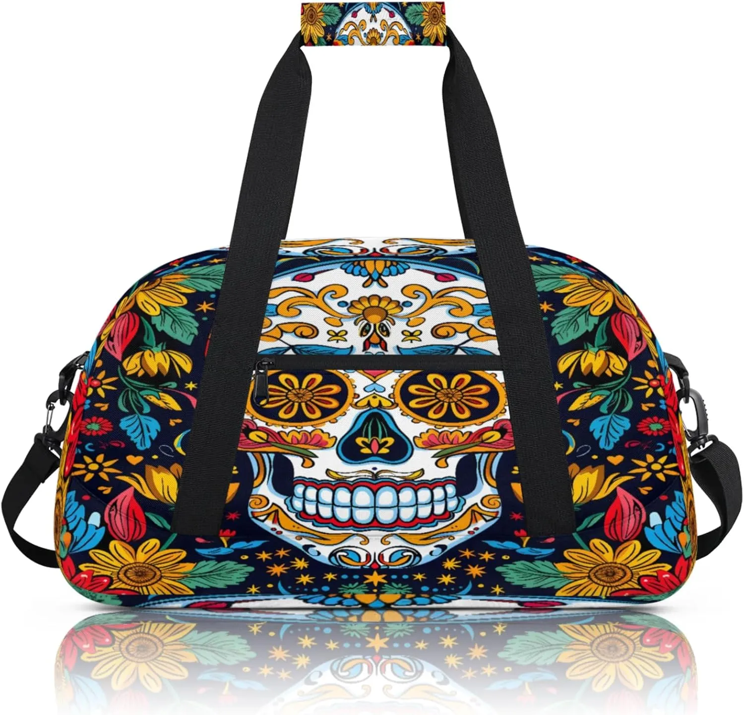 Sugar Skull Gothic Halloween Small Gym Bag 18 inch Carry On Duffel Bag for Weekender Travel Sports Workout Yoga Gymnastics Dance Ballet