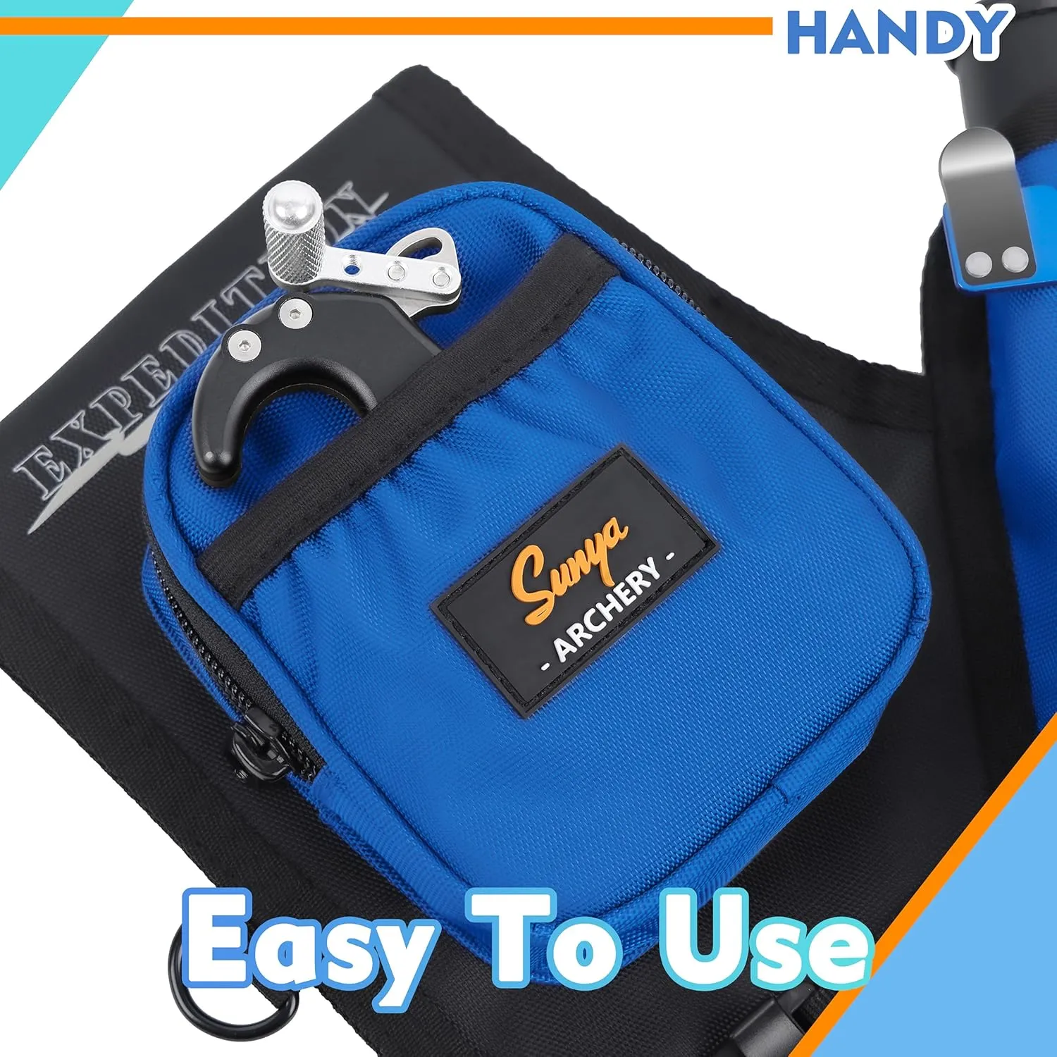 SUNYA Archery Hip Quiver for Arrows. Includes 3 Tubes Arrow Holder, Accessories Pockets and Waist Belt. Fit for Compound and Recurve Bow Practice.