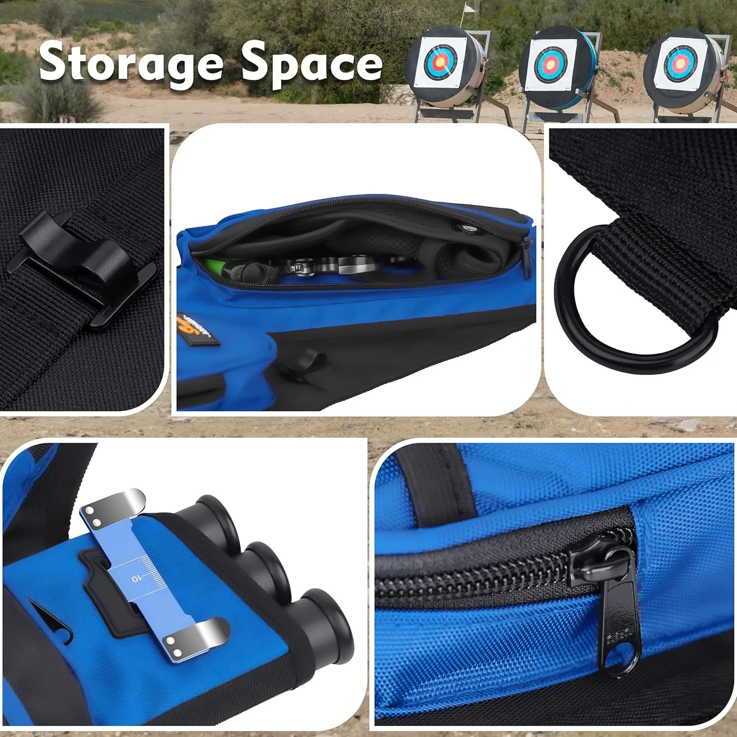 SUNYA Archery Hip Quiver for Arrows. Includes 3 Tubes Arrow Holder, Accessories Pockets and Waist Belt. Fit for Compound and Recurve Bow Practice.
