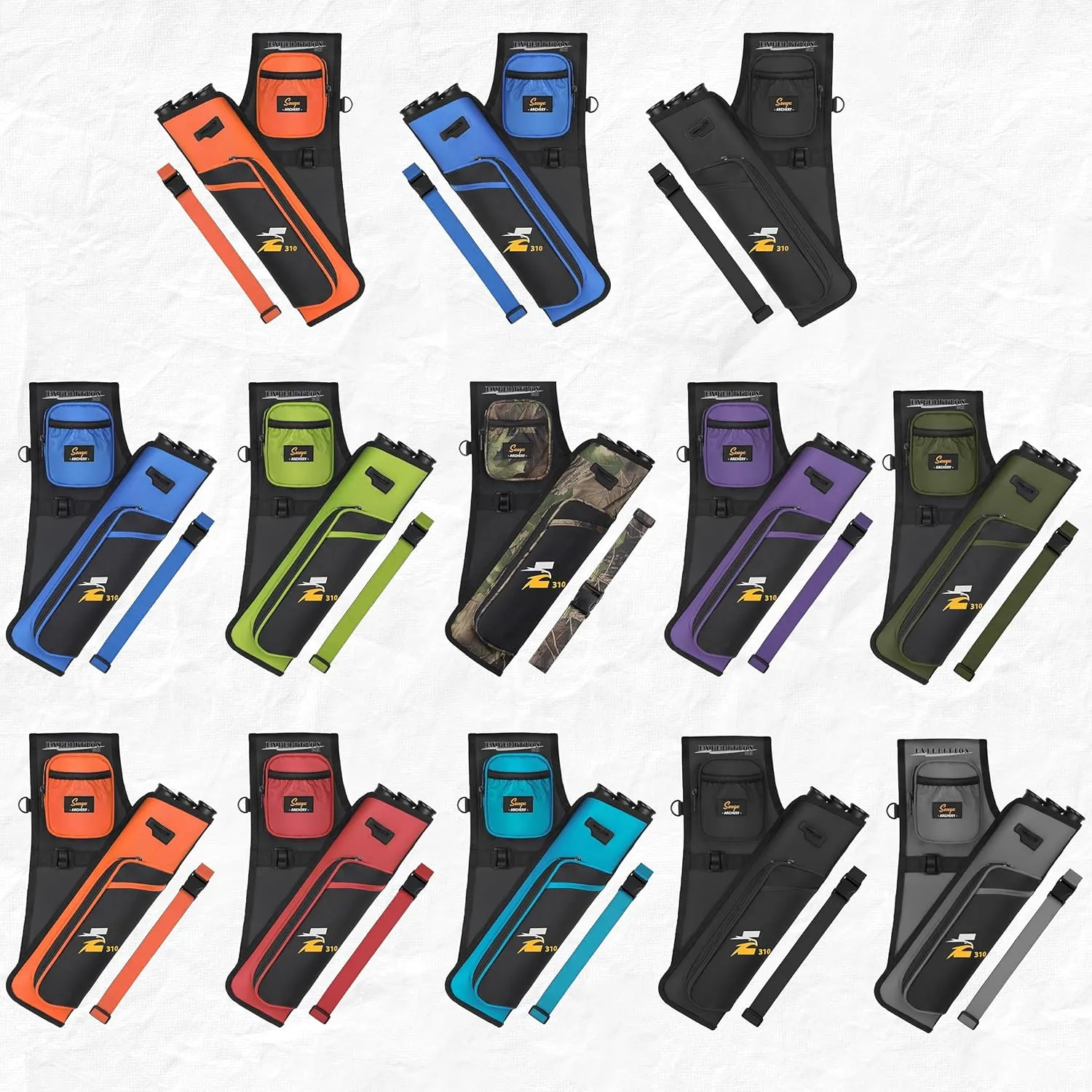 SUNYA Archery Hip Quiver for Arrows. Includes 3 Tubes Arrow Holder, Accessories Pockets and Waist Belt. Fit for Compound and Recurve Bow Practice.