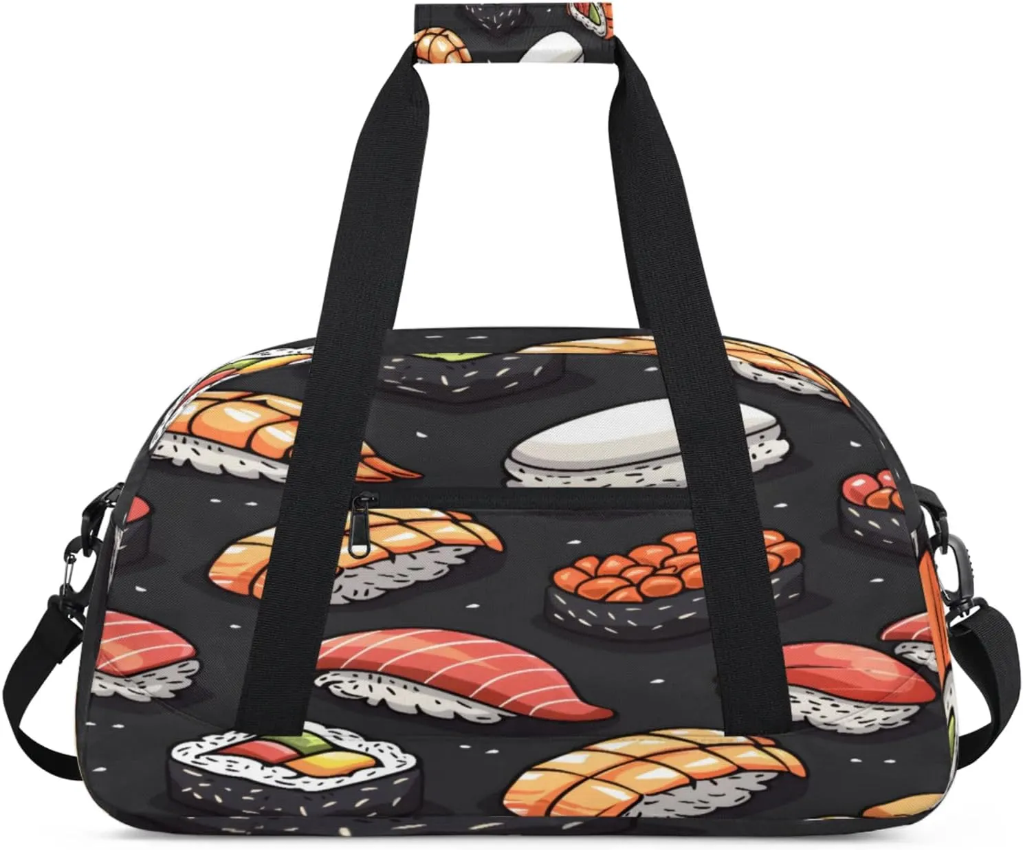Sushi Small Gym Bag for Women Men, Food Travel Duffle Bag Workout Dance Tote Bag Carry On Overnight Weekender Bag