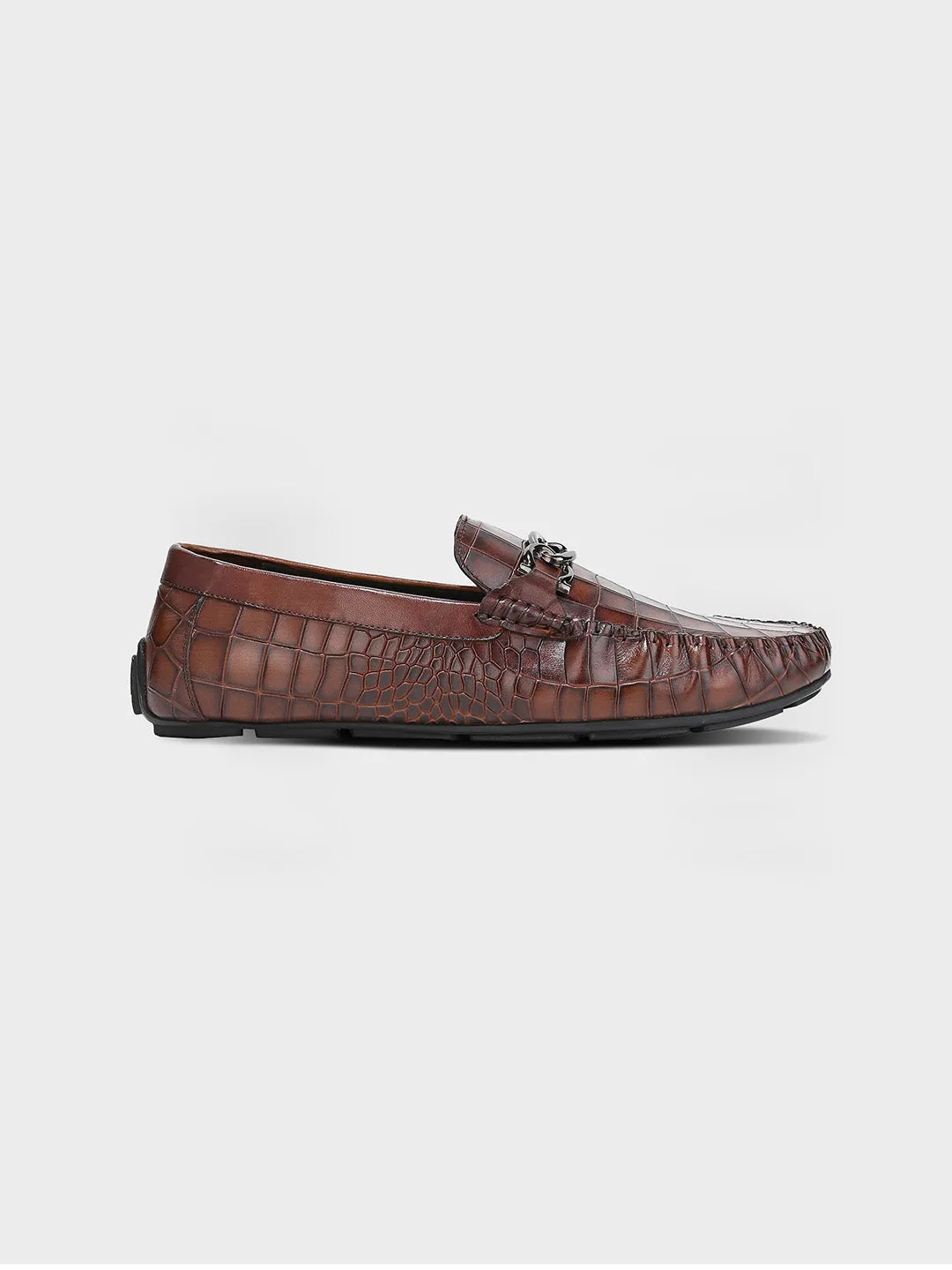 Tan Leather Men's Slip-On Loafer Shoes