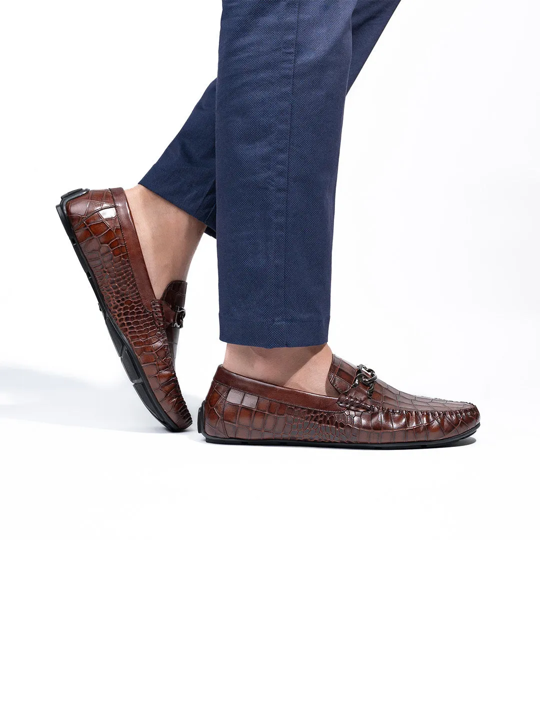 Tan Leather Men's Slip-On Loafer Shoes