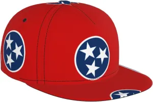Tennessee State Flag Outdoor Sports Baseball Cap, Daily Sports Adjustable Fashionable Flat Brim hat, Unisex Four-Season Outdoor Sports Cap, Black