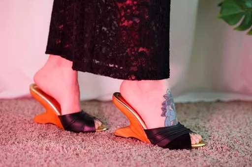 The Ilze Mule in Black Leather and Suede
