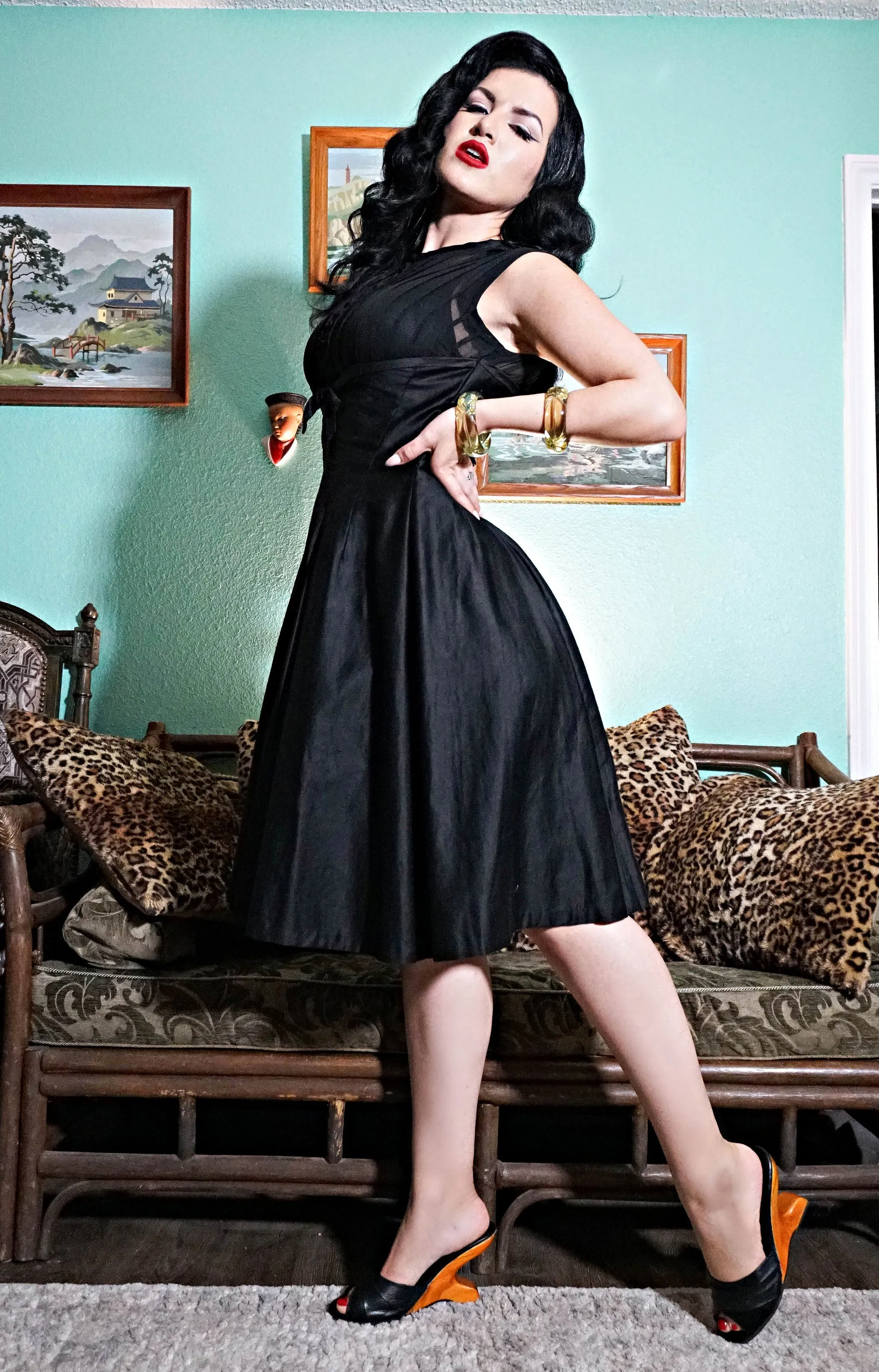The Ilze Mule in Black Leather and Suede