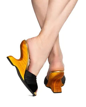 The Ilze Mule in Black Leather and Suede