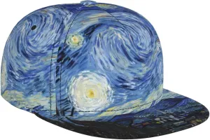 The Starry Night Snapback Hats for Men Women, Flat Bill Brim Hat Adjustable Baseball Cap Black