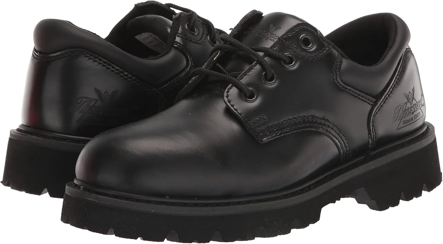 Thorogood Uniform Classics Steel Toe Oxford Work Shoes for Men and Women Featuring Polishable High-Shine Leather, Goodyear Storm Welt, and Non-Slip EVA Lug Outsole