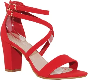 TRENDSUP Women's Open Toe Ankle Strap High Chunky Heel Sandals