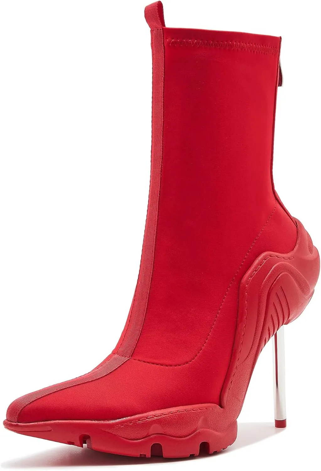 Tsrenlmln Women's Ankle Boots High Heel Boots for Women Stiletto Heel Boots Fashion Pointed Toe Ankle Booties for Women Womens Elastic Fabric 8cm Heel Pull-On High Heel Booties