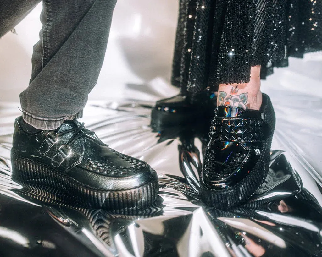 TUK-V3261L Black Rainbow Haze Studded Creeper Mule