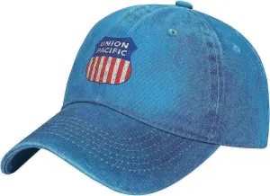 Union Pacific Railroad Denim Trucker Hat Baseball Cap for Men Or Women Cowboy