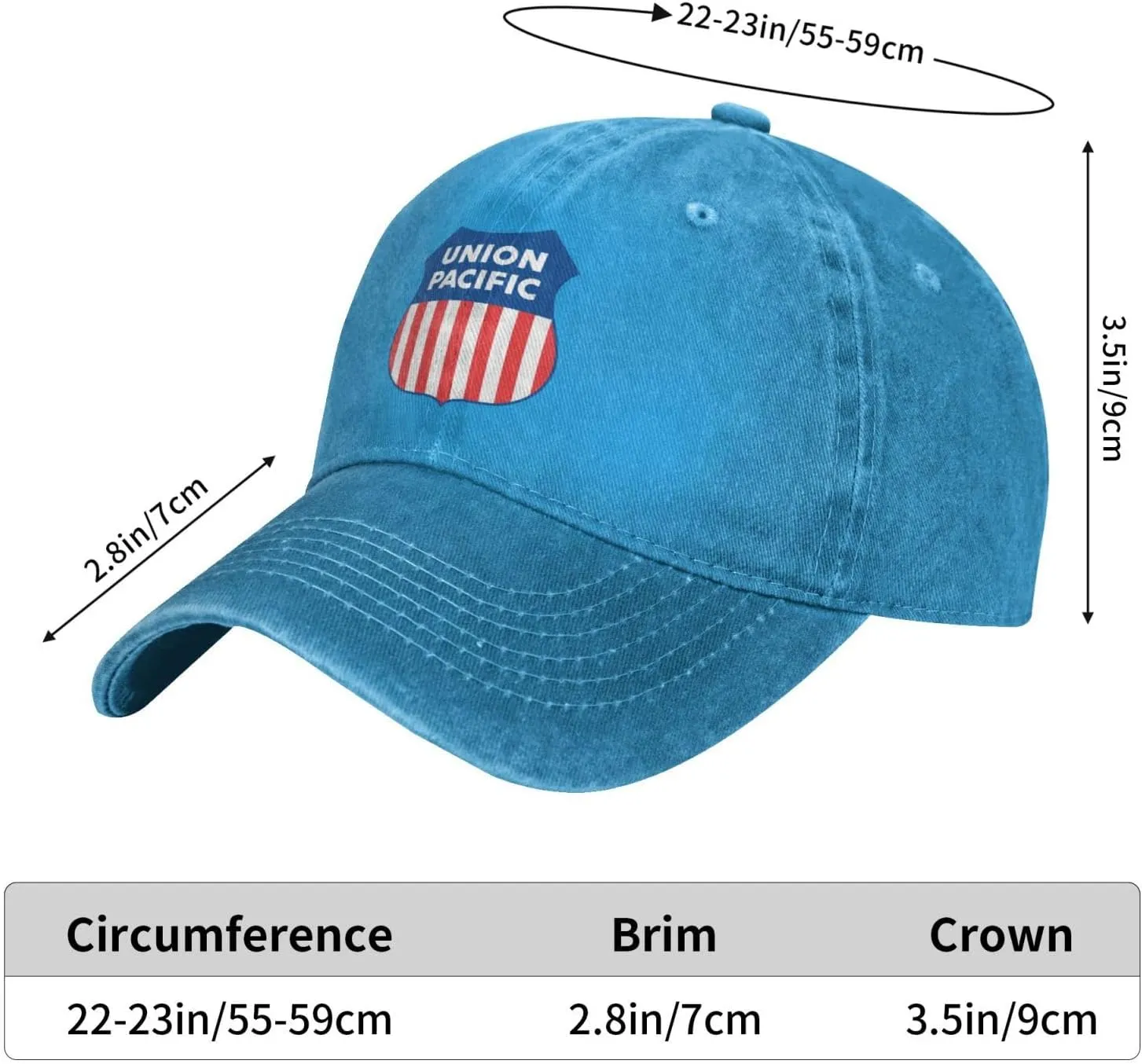 Union Pacific Railroad Denim Trucker Hat Baseball Cap for Men Or Women Cowboy