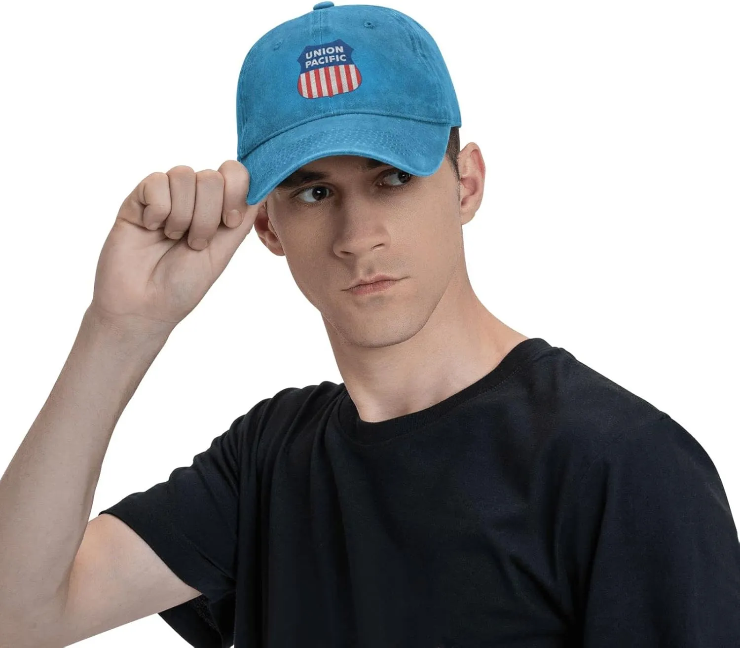 Union Pacific Railroad Denim Trucker Hat Baseball Cap for Men Or Women Cowboy