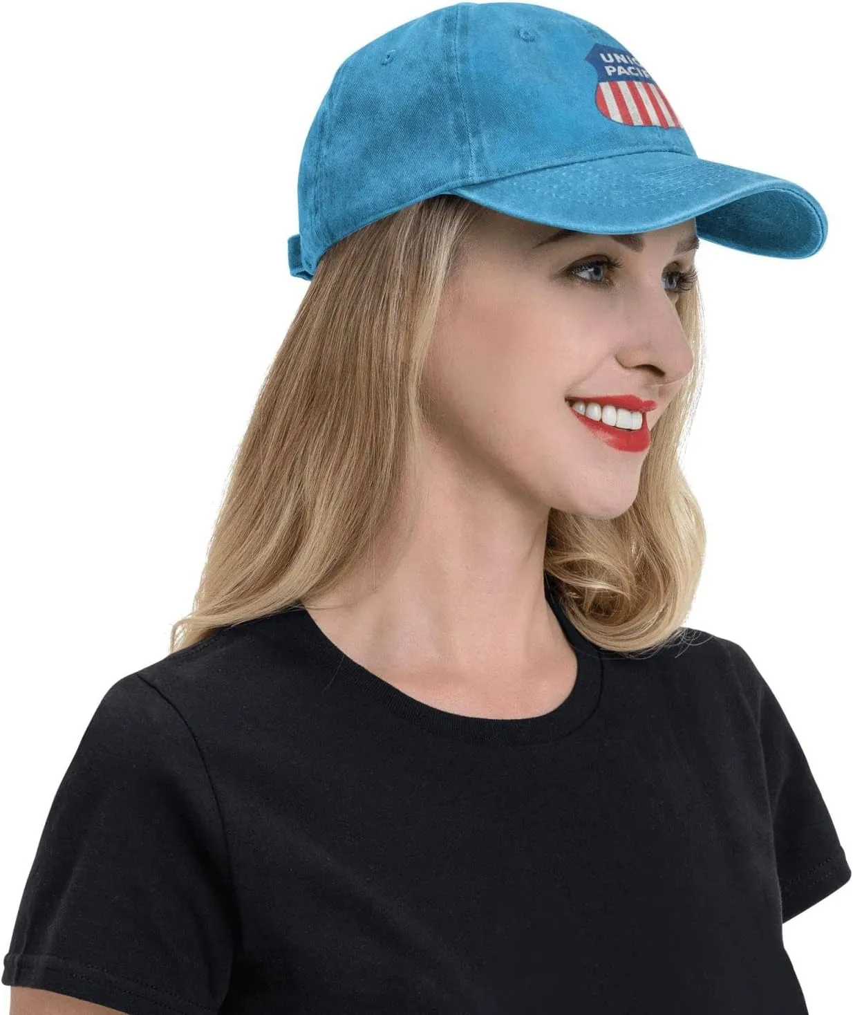 Union Pacific Railroad Denim Trucker Hat Baseball Cap for Men Or Women Cowboy