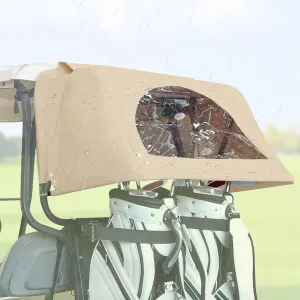 Universal Golf Cart Rear Bag Rain Cover with Bracket Kit (Beige), Suitable for Club Car, EZGO and Yamaha 2- Seater Golf Cart