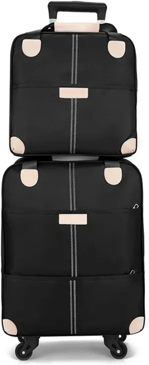 Upright Carry On Luggage Set with Duffel Bag, 17 Inch Lightweight Suitcase with Spinner Wheels for Business and Travel Black