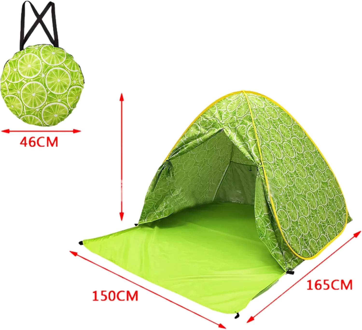 UV-Protection Pop-Up Beach Tent Portable Foldable Quick Set-Up Sun Shelter Cover with Zipper Door