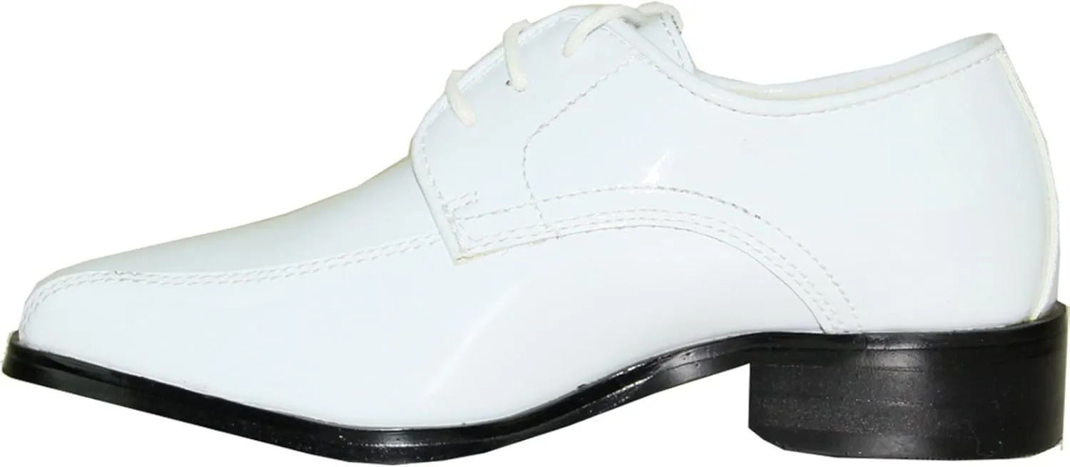 VANGELO Men Dress Shoe TAB and Tux Oxford Formal Tuxedo for Prom Wedding Uniform Medium and Wide Width Black Grey Ivory White Patent