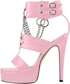 VERISSON Women's Stiletto High Heel Sandals Cross Bands Open Toe Platform Ankle Sandals Party Dress
