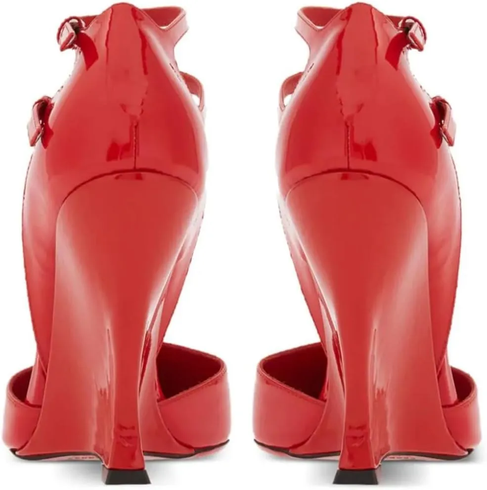 Vertundy Women's Ankle Strap Pumps Closed Pointed Toe Wedge High Heels Sandals Spring Fashion Wedding Bride Pumps Shoes